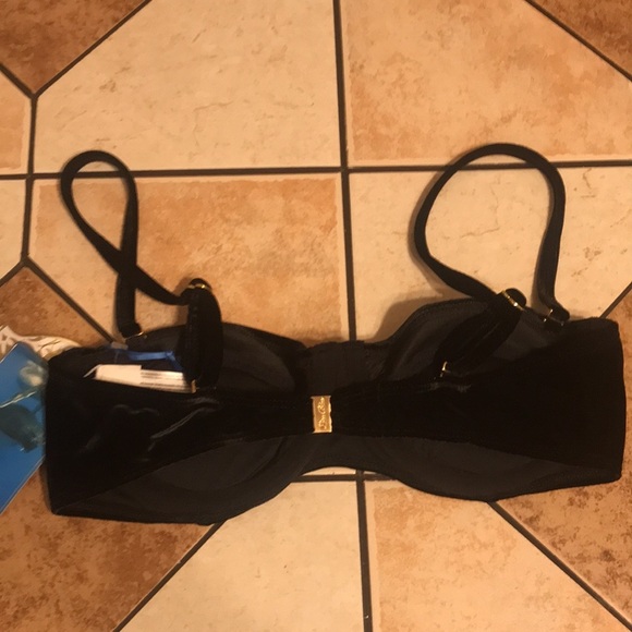 Lisa blue black velvet adjustable straps bikini top size small - Picture 5 of 9